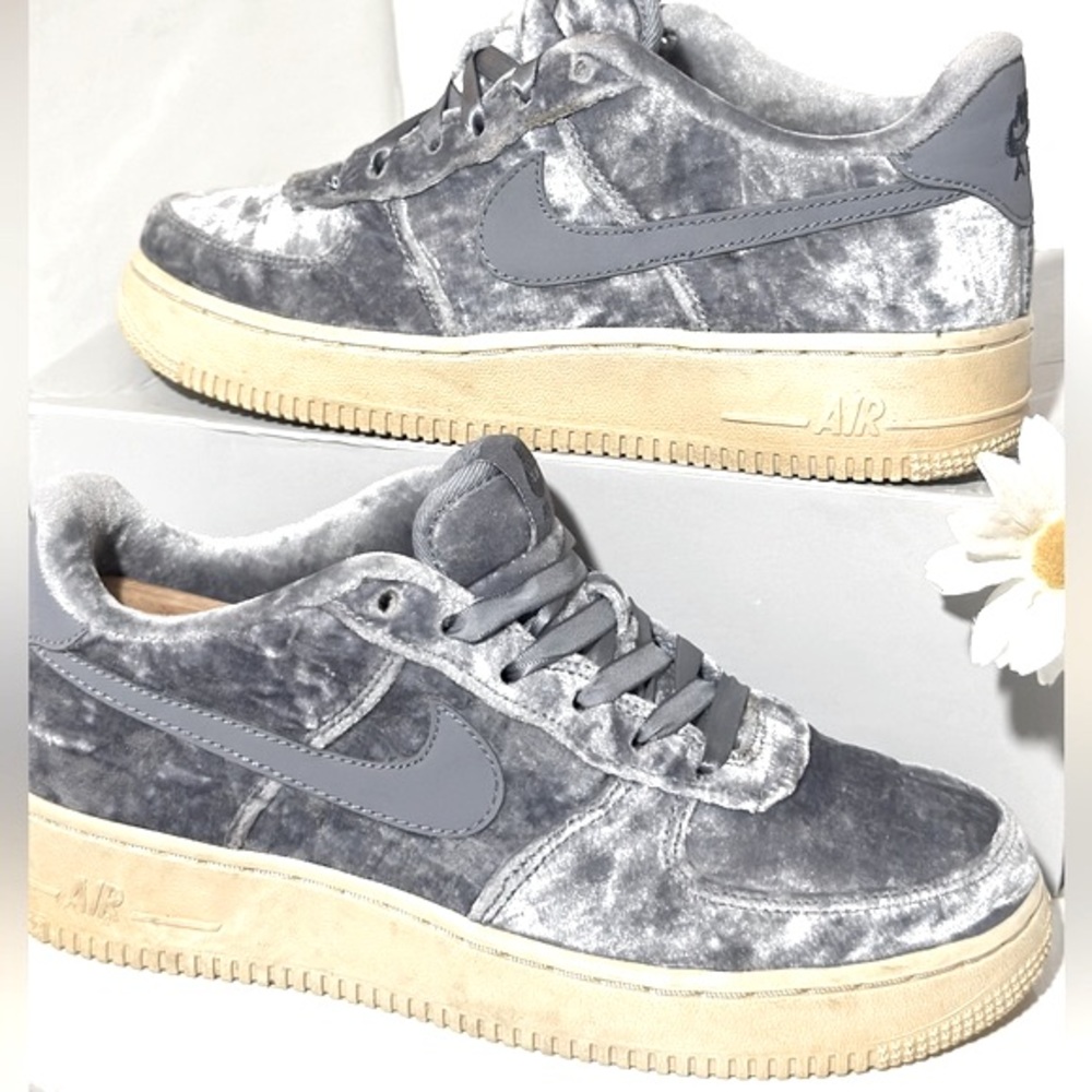 Nike Air Force 1 ‘07 Sky Blue Velvet w/ribbon as laces & Age Out Soles VNDS